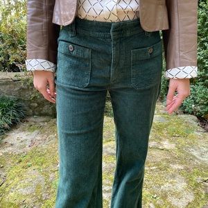 Free People Green mid rise corduroy pants